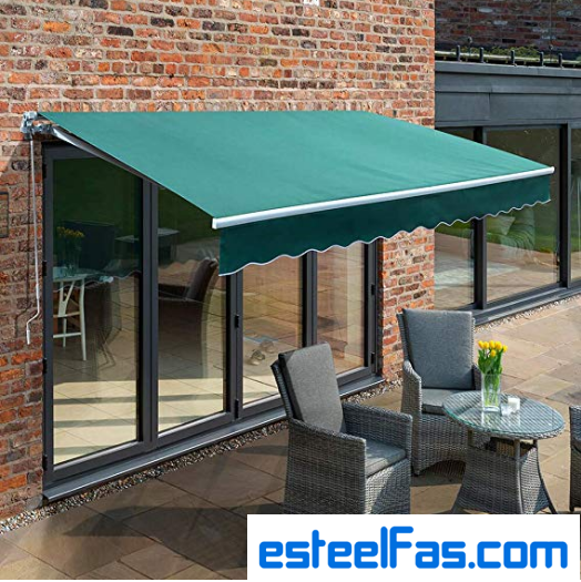 Primrose 2.5m Manual Awning – Plain Green Mayfair DIY Patio Awning Gazebo Canopy (8ft 2″) Complete with Fittings and Winder Handle